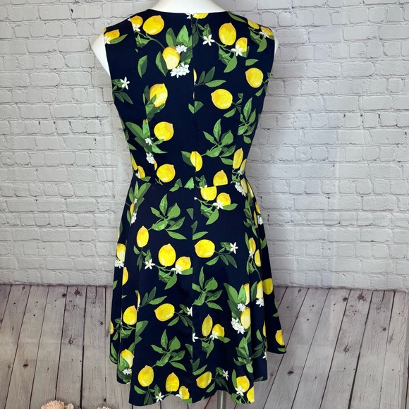 Be by Chetta B Navy Blue and Yellow Lemon Dress Size 10 - Picture 5 of 11